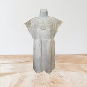 NWT Boden White Linen Embroidered Lace Shift Dress 2P